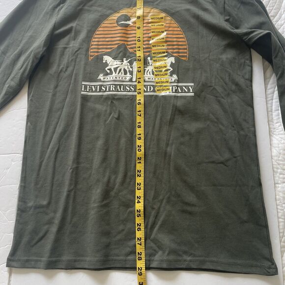 Levis Shirt Mens Medium Olive Green Henley Knit Long Sleeve Lightweight Casual - Picture 9 of 9